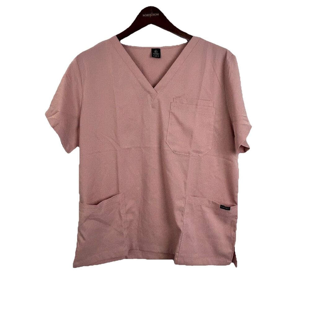 VIAOLI Nursing Medical Womens Scrub Top Large Pink Technical